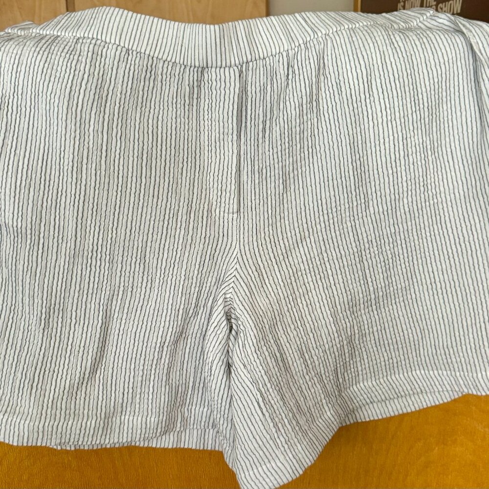 NEW J Jill Pull-on Cotton Gauze Shorts (White/Navy Stripe, 2x)